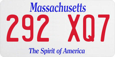 MA license plate 292XQ7