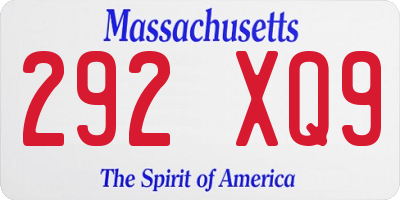 MA license plate 292XQ9