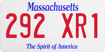 MA license plate 292XR1
