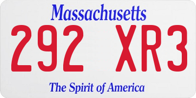 MA license plate 292XR3