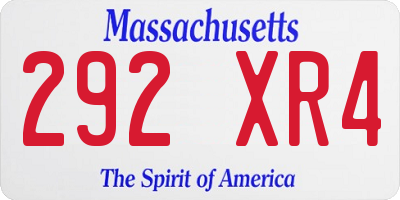 MA license plate 292XR4