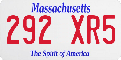 MA license plate 292XR5