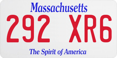MA license plate 292XR6