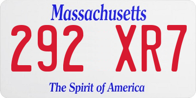MA license plate 292XR7