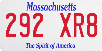 MA license plate 292XR8