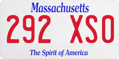 MA license plate 292XS0
