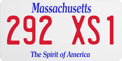 MA license plate 292XS1