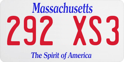 MA license plate 292XS3