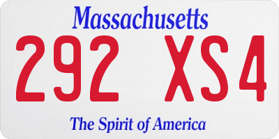 MA license plate 292XS4