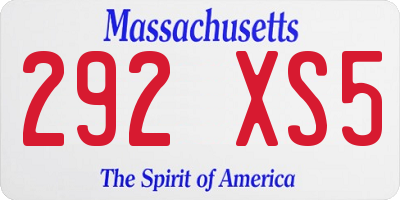 MA license plate 292XS5