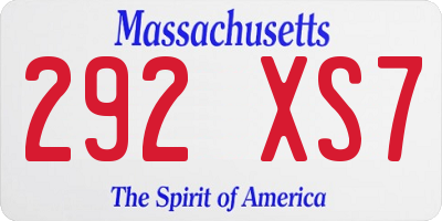 MA license plate 292XS7