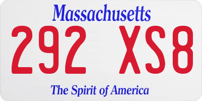 MA license plate 292XS8