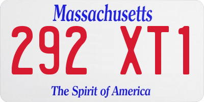 MA license plate 292XT1