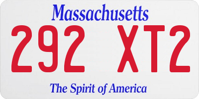 MA license plate 292XT2
