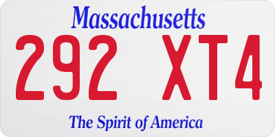 MA license plate 292XT4