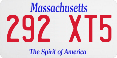 MA license plate 292XT5
