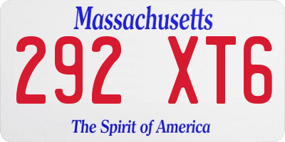MA license plate 292XT6