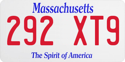 MA license plate 292XT9