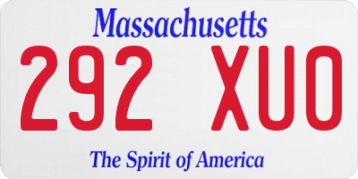 MA license plate 292XU0