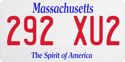 MA license plate 292XU2