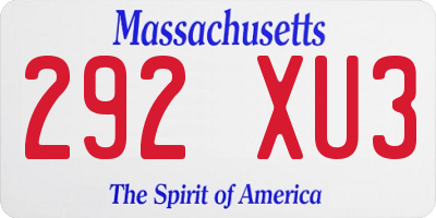 MA license plate 292XU3