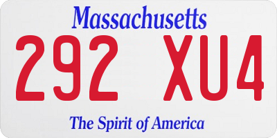 MA license plate 292XU4