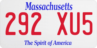 MA license plate 292XU5