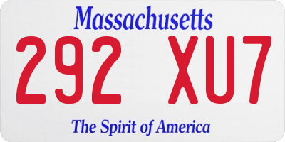 MA license plate 292XU7