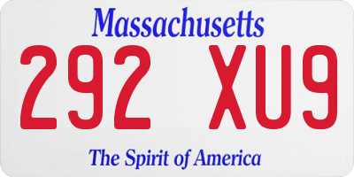 MA license plate 292XU9