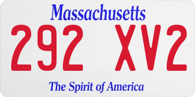 MA license plate 292XV2