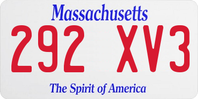 MA license plate 292XV3