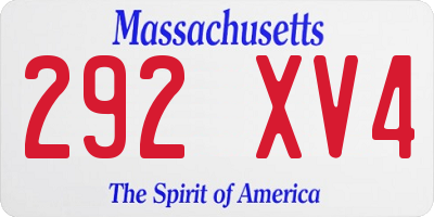 MA license plate 292XV4