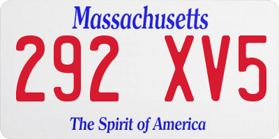 MA license plate 292XV5