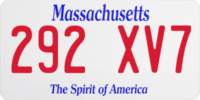 MA license plate 292XV7