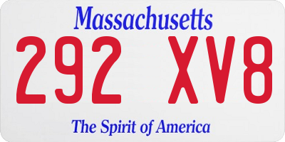 MA license plate 292XV8