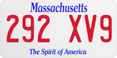 MA license plate 292XV9