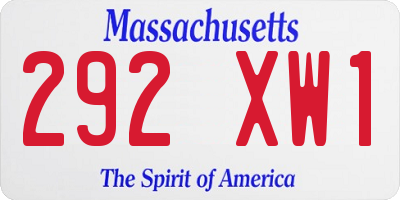 MA license plate 292XW1