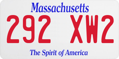 MA license plate 292XW2