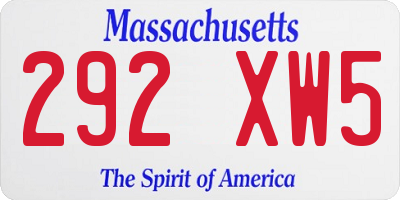 MA license plate 292XW5