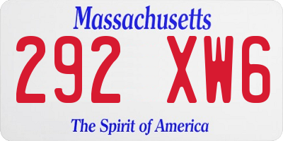MA license plate 292XW6