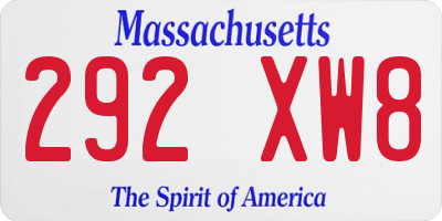MA license plate 292XW8