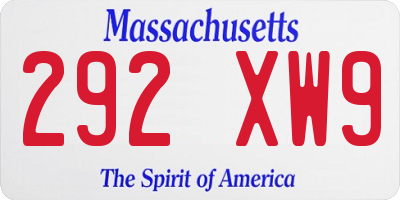 MA license plate 292XW9