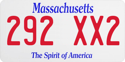 MA license plate 292XX2