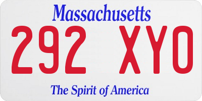 MA license plate 292XY0