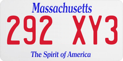 MA license plate 292XY3