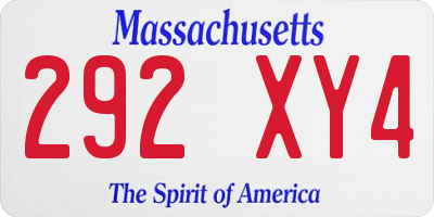 MA license plate 292XY4