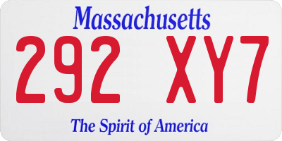 MA license plate 292XY7
