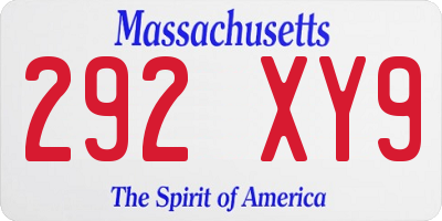 MA license plate 292XY9