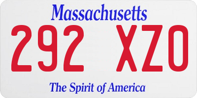 MA license plate 292XZ0