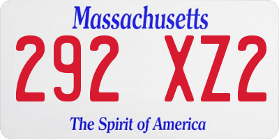 MA license plate 292XZ2